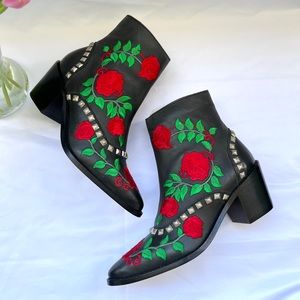 ASOS | Leather Rose Embroidered Boots